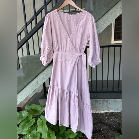 Free People Don't Mind if I Do Midi Wrap Dress Bohemian Vacation Sz Large - Picture 6 of 11